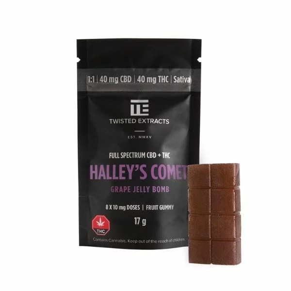 Twisted Extracts Grape Halley’s Comet Jelly Bomb 40mg THC 40mg CBD